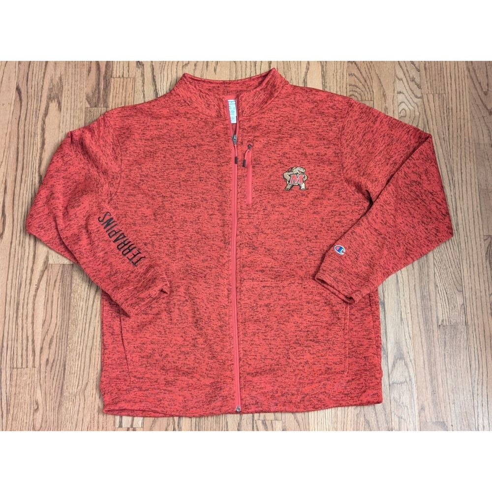 Maryland Terrapins Full Zip Sweatshirt Red Champion Jacket Men's XL NCAA Terps